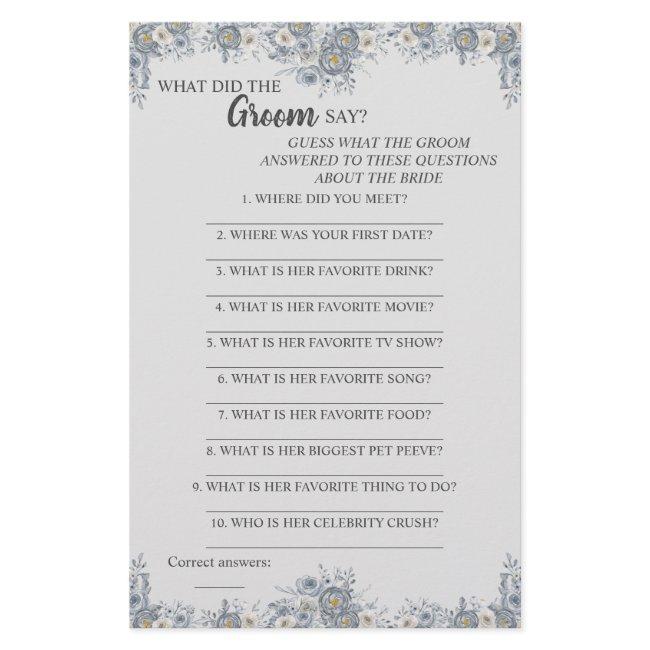 What did the Groom Say Bridal Shower Game Card Flyer