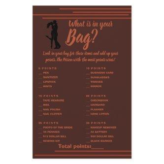 What is in your Bag Shower Game Card Dark Flyer