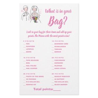 What is in your Bag Shower Game Card Pink Love Flyer