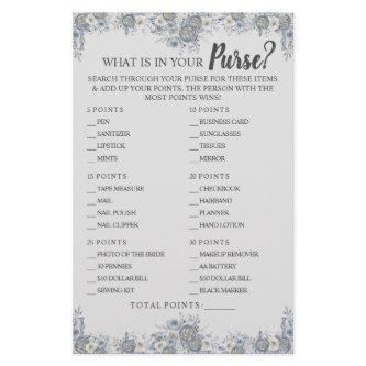 What is in your Purse Gray Floral Shower Game Card Flyer