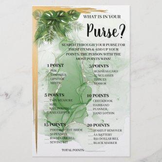 What is in your Purse Tropical Shower Game Card Flyer