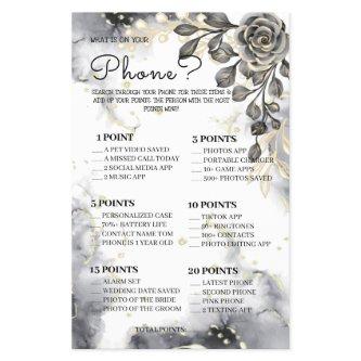 What is on your Phone Black Roses Shower Game Card Flyer