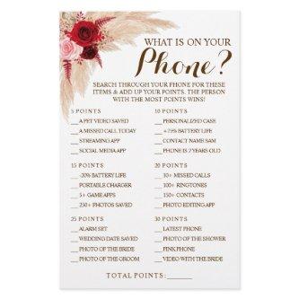 What is on your Phone Pampas Shower Game Card Flyer