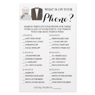 What is on your Phone Shower Game Card Flyer