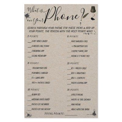 What is on your Phone | Shower Game Card Flyer