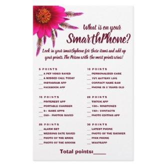 What is on your Phone Shower Game Card Purple Flyer