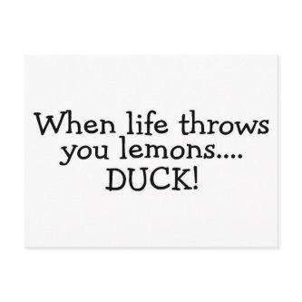 When Life Throws You Lemons Duck 2 Postcard