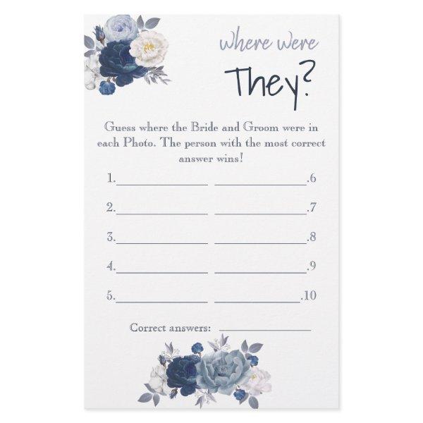 Where were They? Blue Flowers Shower Game Card Flyer
