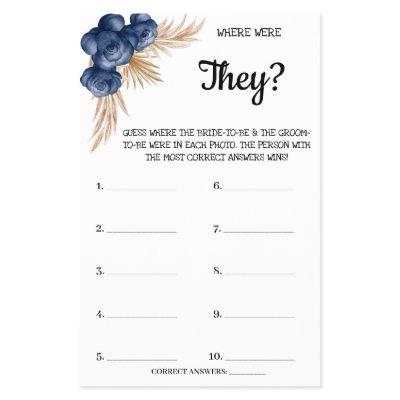 Where were They BlueFlower Bridal Shower Game Card Flyer