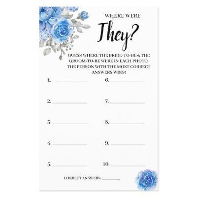 Where were They BlueFlower Bridal Shower Game Card Flyer