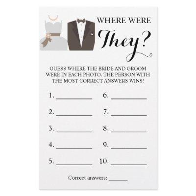 Where were They? Bride & Groom Game Card Flyer