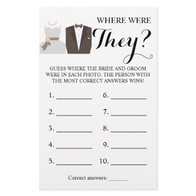 Where were They? Bride & Groom Game Card Flyer