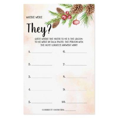 Where were They Christmas Bridal Shower Game Card Flyer