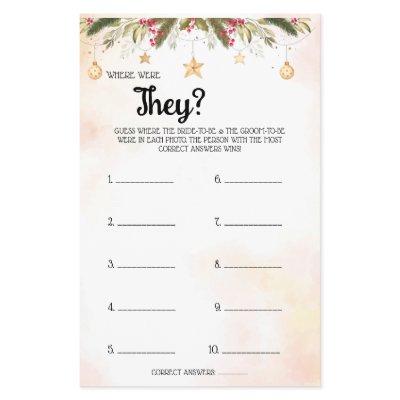 Where were They Christmas Bridal Shower Game Card  Flyer