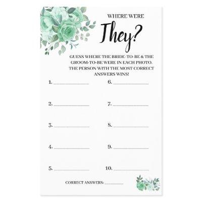 Where were They GreenRoses Bridal Shower Game Card Flyer