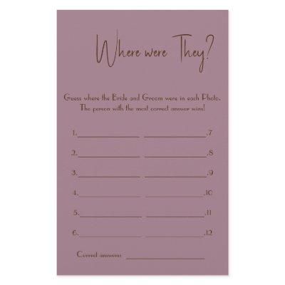 Where were They? Shower Game Card Flyer