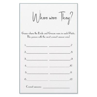 Where were They? Shower Game Card Flyer