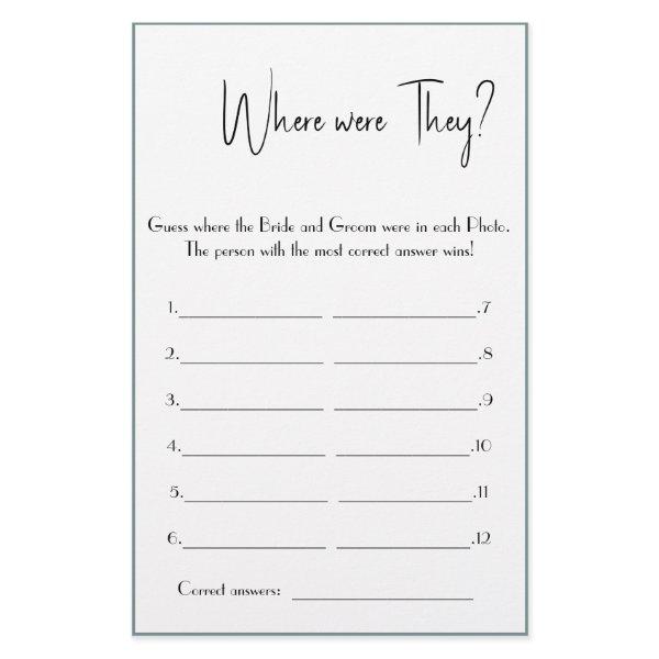 Where were They? Shower Game Card Flyer