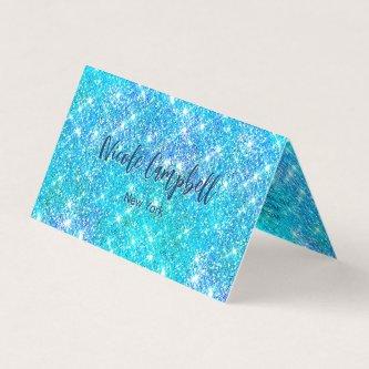 Whimsical blue aqua faux Glitter
