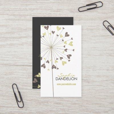 Whimsical Brown Dandelions Love Hearts Modern Chic