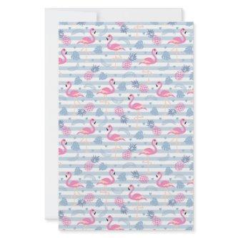 Whimsical Flamingo & Pineapple Pattern Stationery