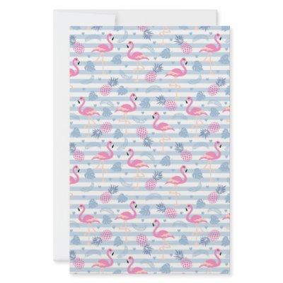 Whimsical Flamingo & Pineapple Pattern Stationery
