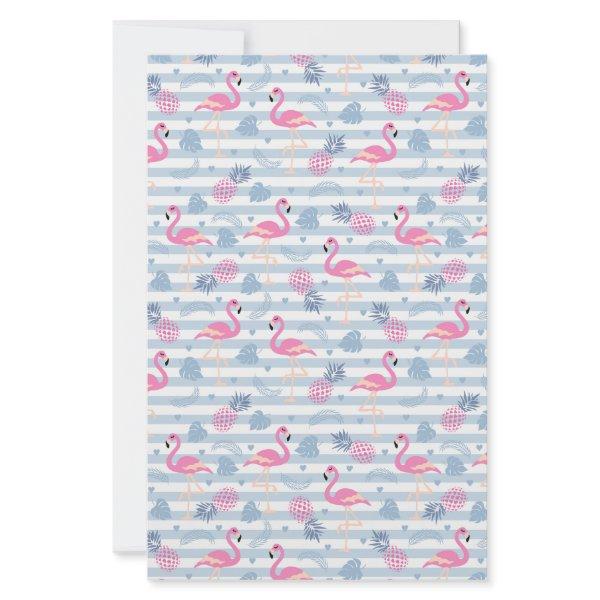 Whimsical Flamingo & Pineapple Pattern Stationery