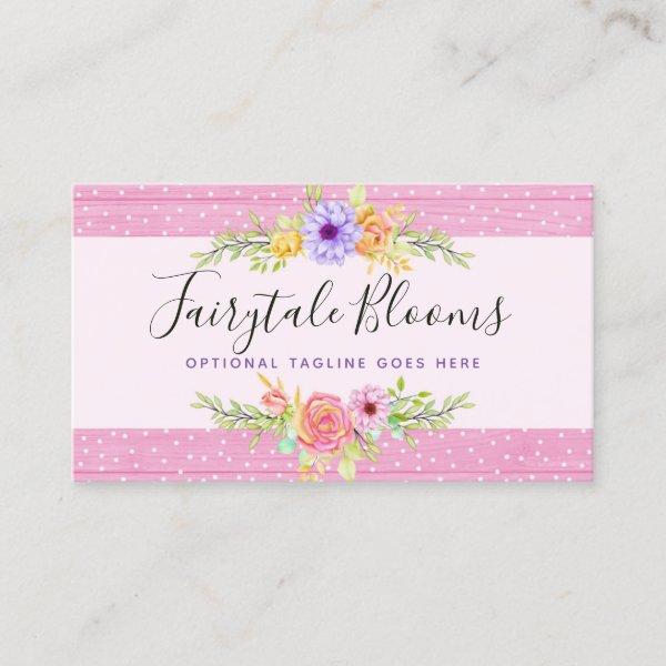 Whimsical Floral Roses & Rustic Pink Wood Girly
