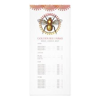 Whimsical Golden Honey Bee Honey Products Rack Card