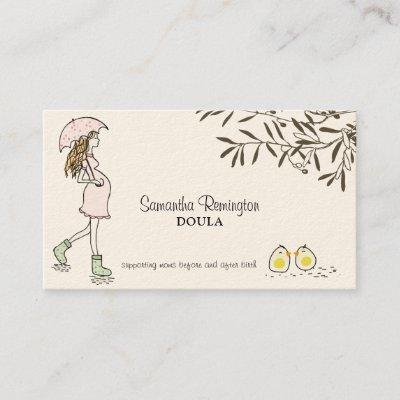 Whimsical Illustrated Midwife Doula Pregnant Mom B