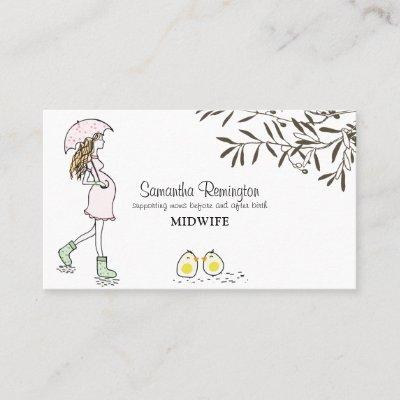 Whimsical Illustrated Midwife Doula Pregnant Mom