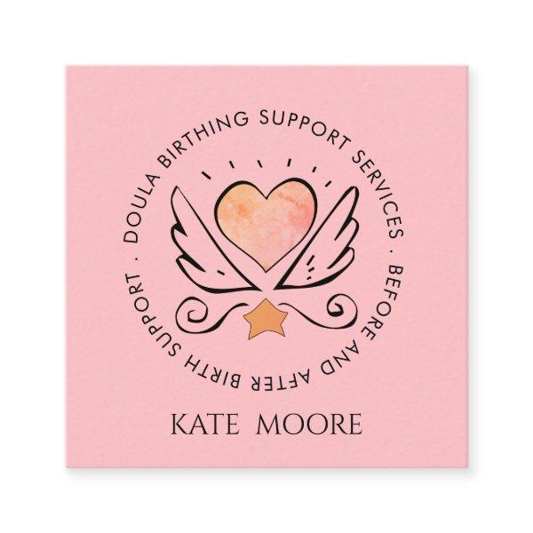 Whimsical Pink Heart  Midwife Or Doula Square