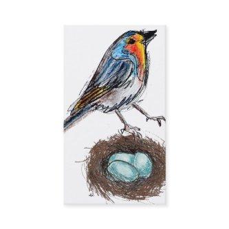 Whimsical Robin with Nest & Eggs