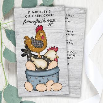 Whimsical Vintage Farm Fresh Eggs Chicken Hens