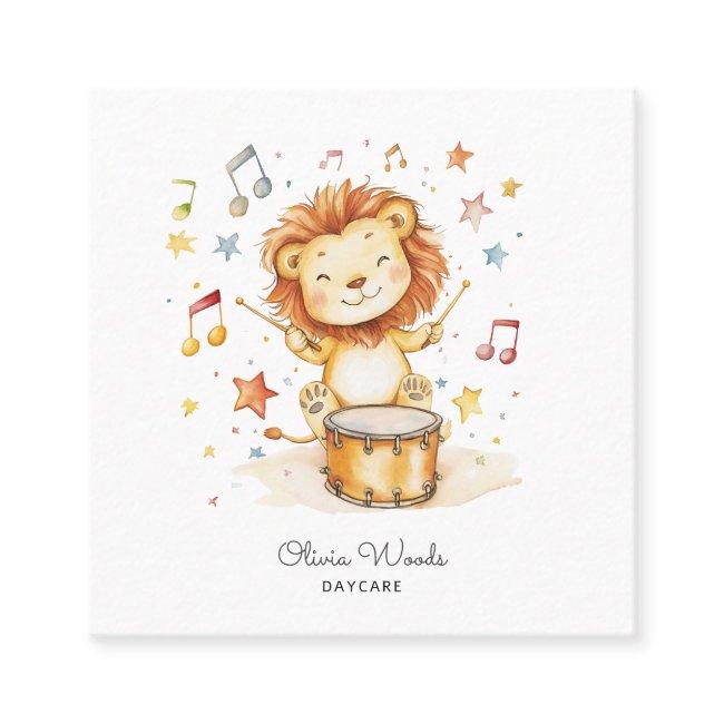 Whimsical Watercolor Lion Cub Childcare Square