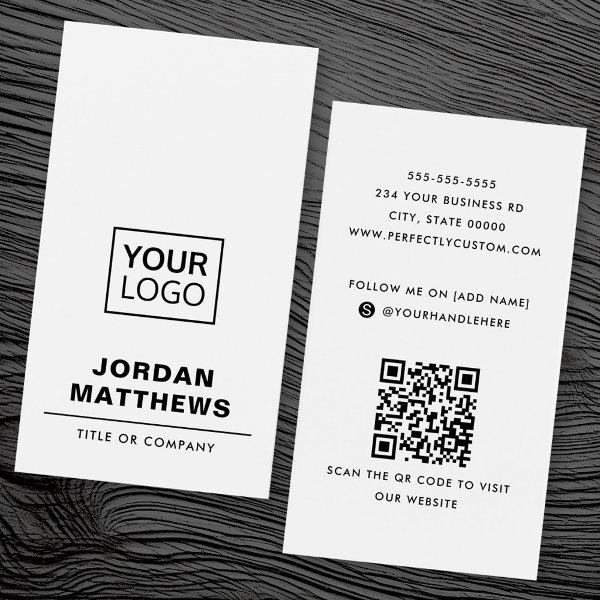 White add logo social media QR code