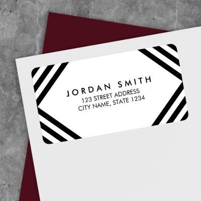 White and Black Lines Minimalist Geometric Address Label