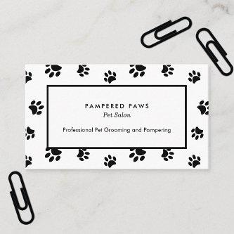 White and Black Paw Prints Professional Pet Salon