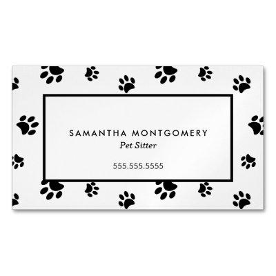 White and Black Paw Prints Professional Pet Sitter  Magnet