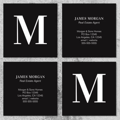 White and Black Single Letter Monogram Square