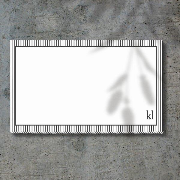 White and Black Striped Border | Monogram  Post-it Notes