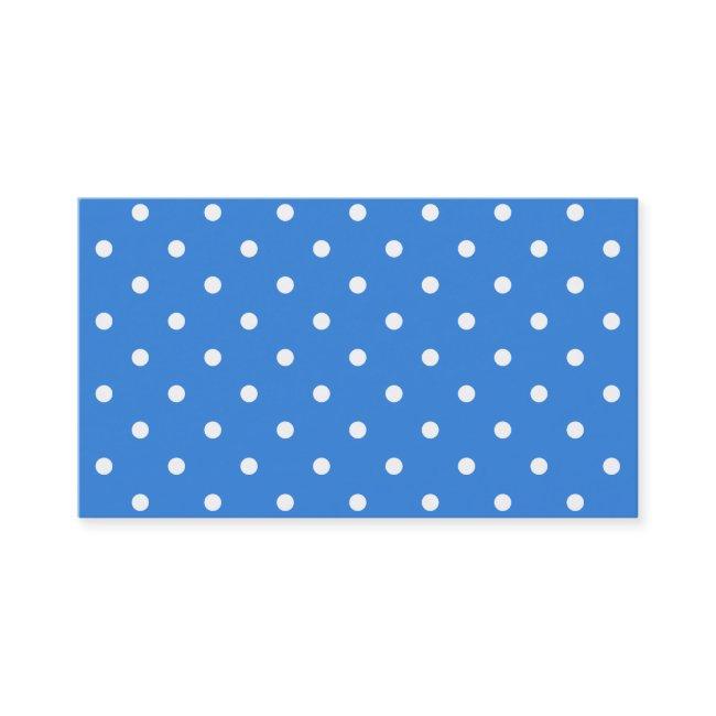 White and Blue Polka Dot Pattern.
