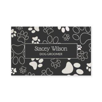 White And Dark Charcoal Pet Groomer Paw Print