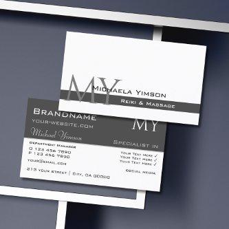 White and Dark Gray with Initials Professional