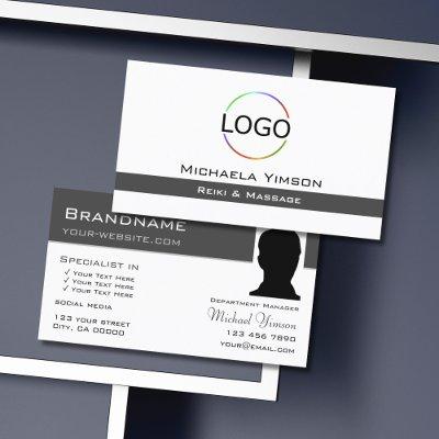 White and Dark Gray with Logo & Photo Professional