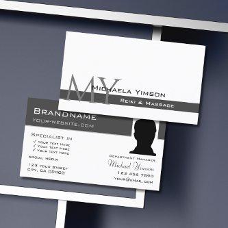 White and Dark Gray with Monogram and Photo Chic