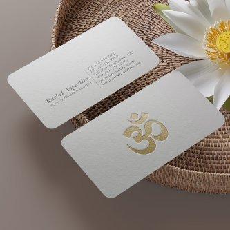 White and Gold Embossed OM Symbol Yoga Instructor
