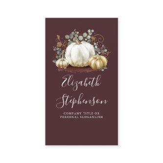 White and Gold Pumpkins Fall Harvest Burgundy Red