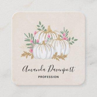 White and Gold Pumpkins Watercolor Square