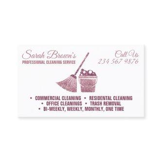 White and Pink Cleaning Maid Janitorial sparkle